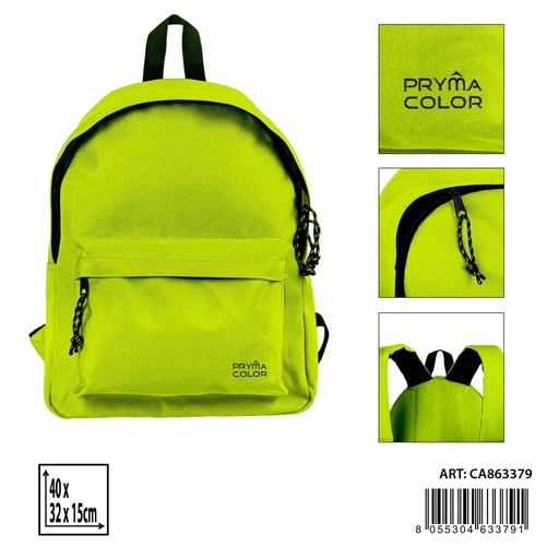 [0235539] Mochila grande color sólido 40X31X15cm amarilla fluorescente - Mochilas y estuches