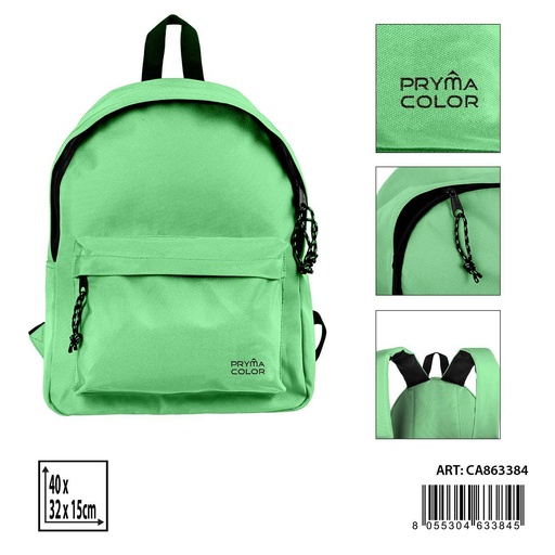 [0235545] Mochila grande color sólido 40X31X15cm verde pastel - Mochilas y estuches