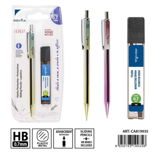 [0231083] Portaminas 0.7mm + 20 minas de recambio (HB) - Herramientas de escritura y portaminas