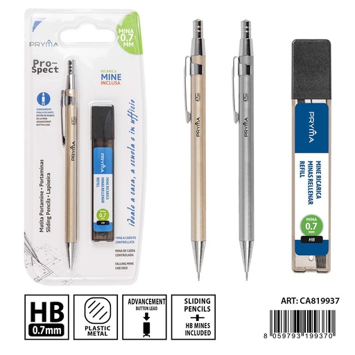 [0231085] Portaminas 0.7mm + 20 minas de recambio (HB) - Herramientas de escritura y portaminas