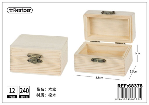 [68378] Caja de madera rectangular de pino 9x5.5x5cm