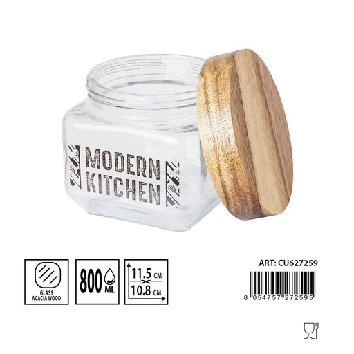 [0235318] Bote de vidrio con tapa 11.5x10.8 cm 800 ml - Utensilios de almacenamiento