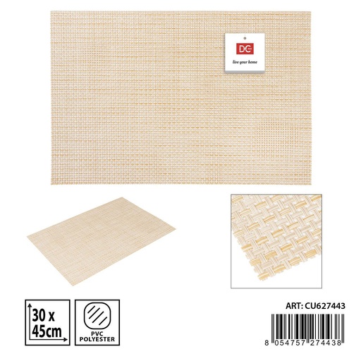[0235331] Salvamantel de PVC individual 30x45cm beige - Utensilios de mesa