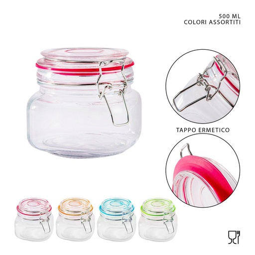 [0220166] Tarro de cristal hermético 500ml - Botellas y tarros de vidrio