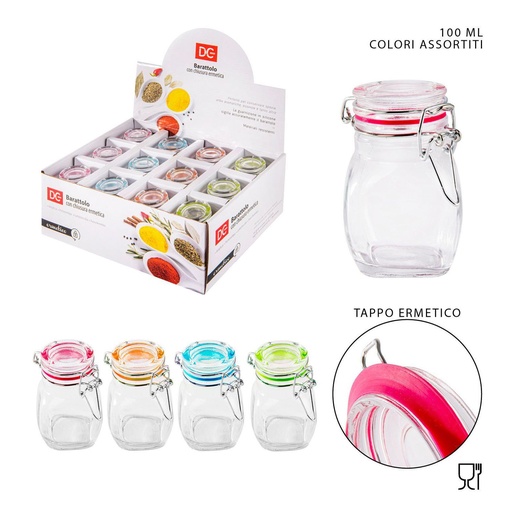 [0220174] Tarro de cristal hermético 100ML - Cristalería