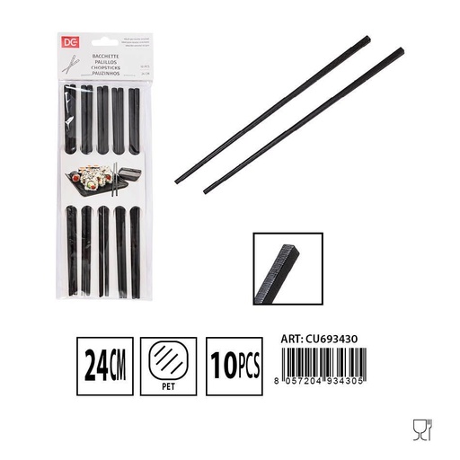 [0230105] Palillos negros 5 pares de 24 cm - Accesorios de cocina