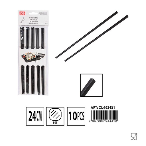 [0230106] Palillos negros 5 pares de 24 cm - Accesorios de cocina