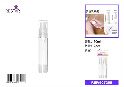 [507265] Botella al vacío 10ML 2PCS - Envases para cosméticos