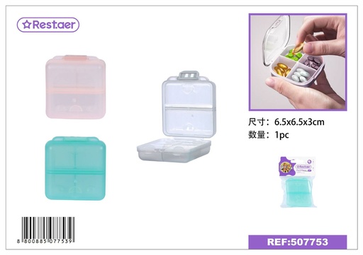 [507753] Pastillero cuadrado (6 compartimentos) - Accesorios de belleza