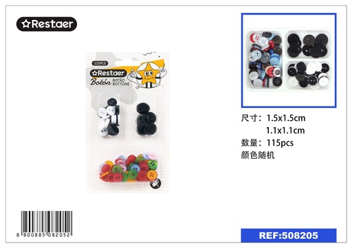 [508205] Botones 115 PCS multicor - Accesorios de costura y confección