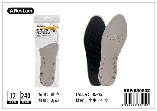 [530502] Plantillas de látex de cuero para zapatos (tallas 36-45) - Plantillas cómodas y ortopédicas