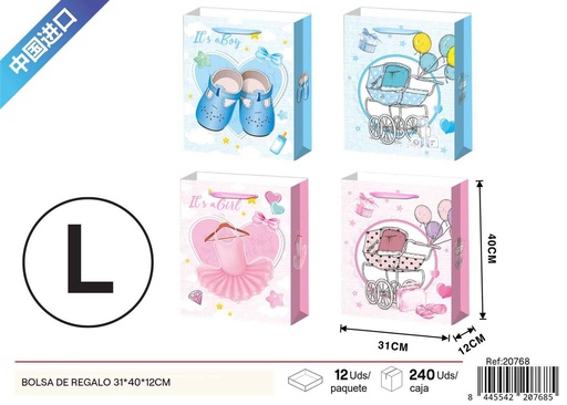 [20768] Bolsa de regalo con impresión en plata grande 31*40*12cm - Nuevos productos y bolsas