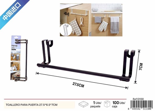 [51130] Toallero para puerta negro 27.5*6.5*7 cm - Accesorios de baño