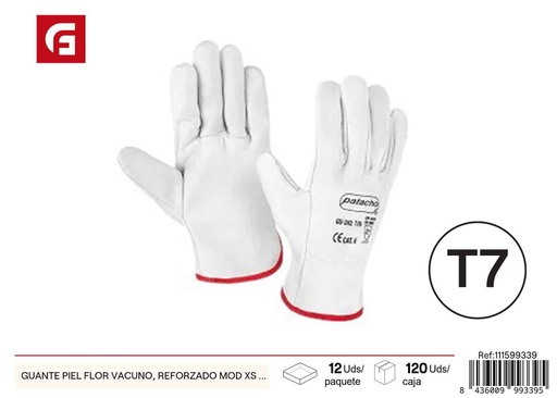 [111599339] Guante de piel vacuno reforzado Mod XS T.7 - Guantes de trabajo