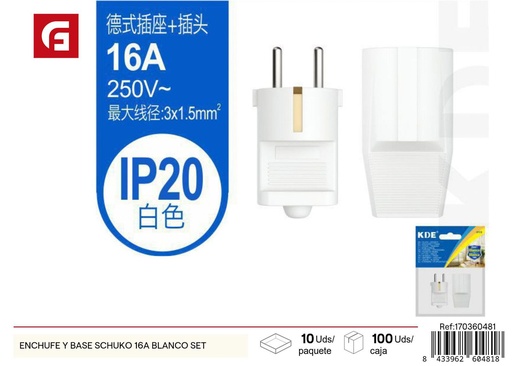 [170360481] Enchufe y base Schuko 16A blanco set - Electricidad