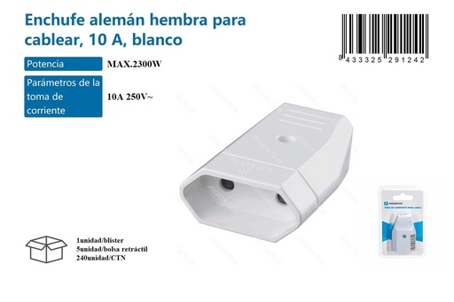 [171000014]  Enchufe tipo plano de 10A - Material eléctrico y enchufes