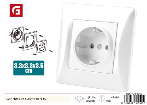 [170159952] Base de enchufe empotrar blanca - Suministros eléctricos y enchufes