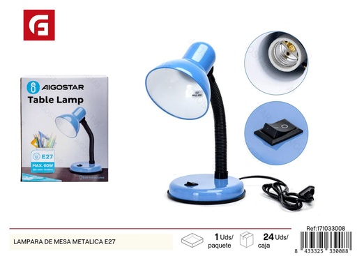 [171033008] Lámpara de mesa metálica E27 - Iluminación decorativa para el hogar