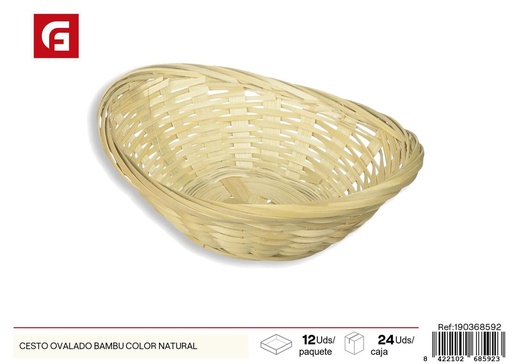 [190368592] Cesto ovalado de bambú color natural - Decoración para el hogar