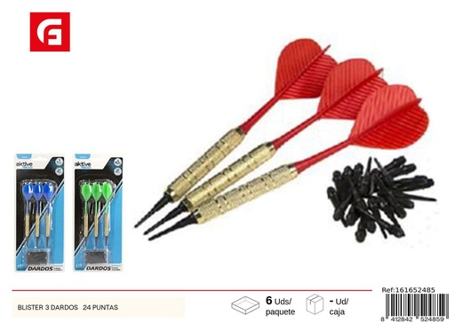 [161652485] Juguetes de dardos blister 3 dardos + 24 puntas - Juguetes
