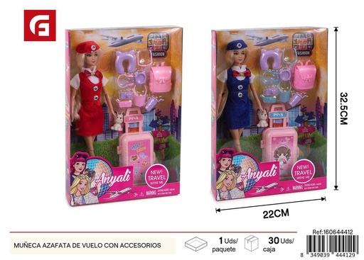[160644412] Muñeca azafata de vuelo con accesorios - Juguetes de muñecas