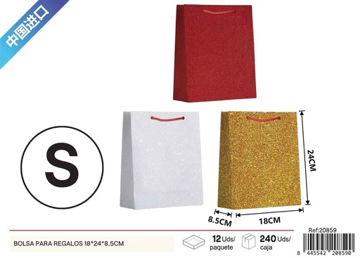 [20859] Bolsa para regalos pequeña con brillo (18x24x8.5 cm) - Regalos y envoltorios