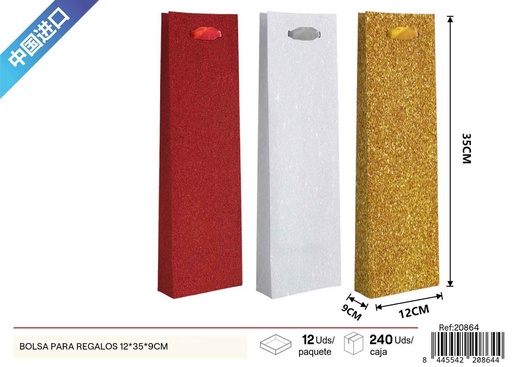 [20864] Bolsa para regalos de vino (12x35x9 cm) - Regalos y envoltorios