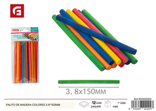 [104422224] Palito de madera colores 3.8*150mm - Material de manualidades