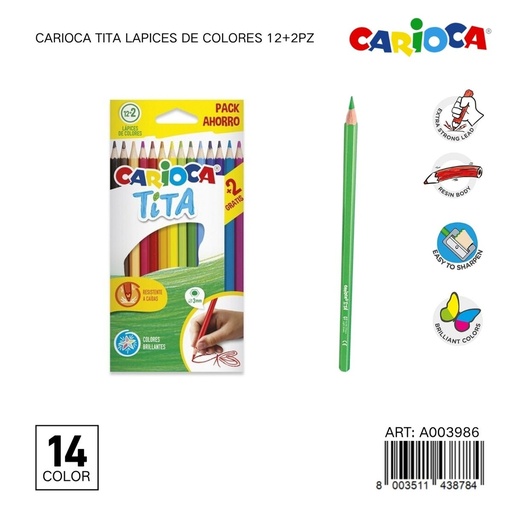 [A003986] Lápices Carioaca Tita 12+2pz - Material escolar y papelería
