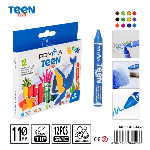 [0234401] Ceras de colores 3 en 1 12 unidades - Materiales de pintura
