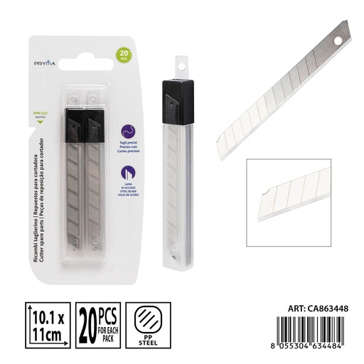 [0235923] Recambios de cortador 101x11mm 20 piezas - Artículos de papelería