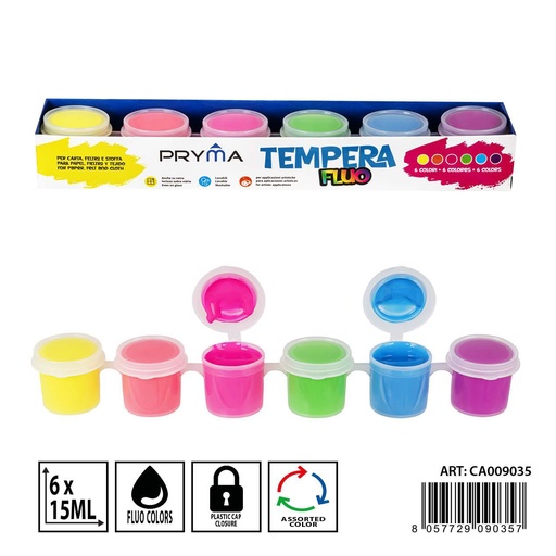 [0236534] Témpera de 6 colores fluorescente 15ml - Pinturas y manualidades