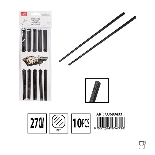 [0230107] Palillos negros 5 pares 27 cm - Utensilios de cocina