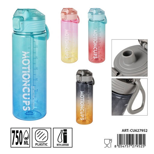 [0237528] Botella de agua de plástico 750 ml 7,5x24,5 cm - Accesorios de cocina y botellas
