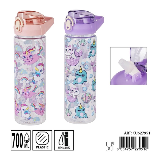 [0237527] Botella de agua de plástico 700 ml 7x25 cm - Accesorios de cocina y botellas