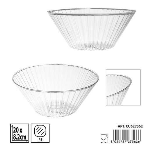 [0236881] Ensaladera de plástico transparente 20x8.2 cm - Utensilios de cocina