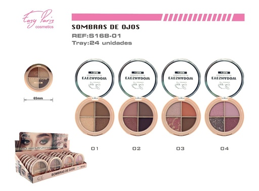 [S168-01] Sombra de ojos en 4 colores, 24 unidades - Material de maquillaje