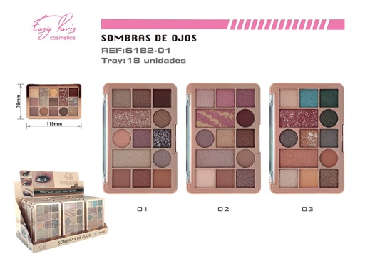 [S182-01] Paleta de sombras S 13 colores 18 unidades - Productos de maquillaje