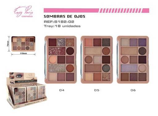 [S182-02] Paleta de sombras S 13 colores 18 unidades - Productos de maquillaje