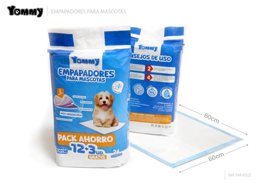 [YM6522] Empapadores para mascotas 60x60 cm 12+3 - Productos para mascotas
