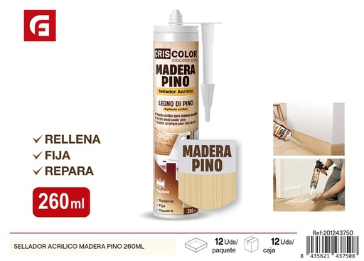 [201243750] Sellador acrílico madera pino 260ml - Productos de ferretería y selladores