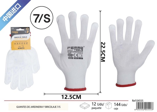 [04555] Guantes de jardinería de poliéster blanco 13 agujas - Guantes para bricolaje y jardinería