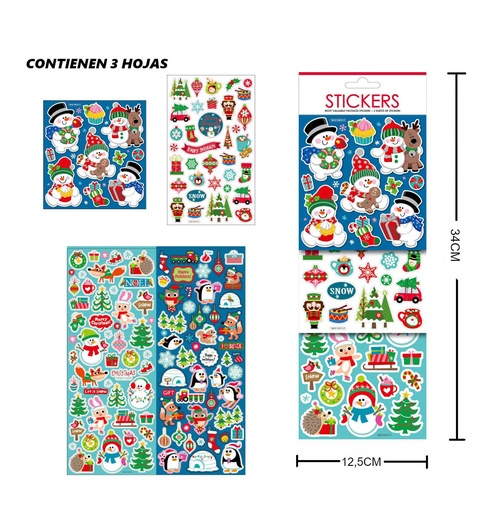 [NV9439] Stickers para regalos navideños 3 hojas 12,5x34cm - Decoraciones navideñas