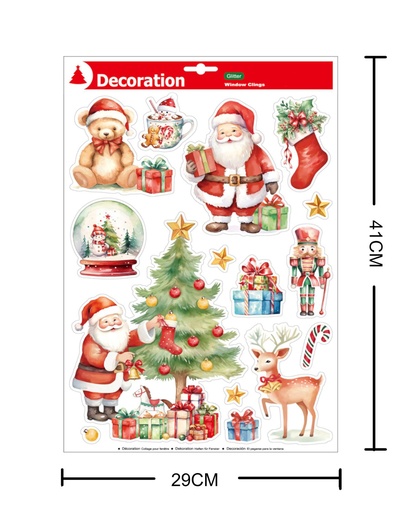 [NV9664] Decoración electrostática Navidad "Papá Noel" 29x41 cm - Adhesivos decorativos