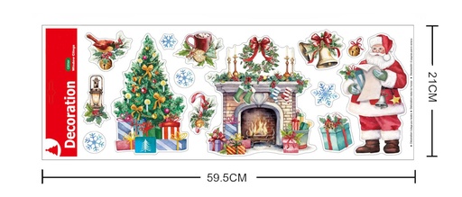 [NV9677] Decoración electrostática Navidad "Papá Noel" 59,5x21 cm - Adhesivos decorativos