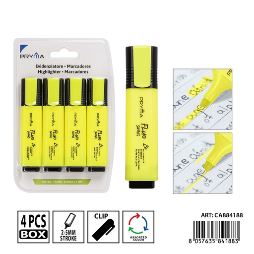 [0233578] Marcadores fluorescentes amarillo clásico 4 uds