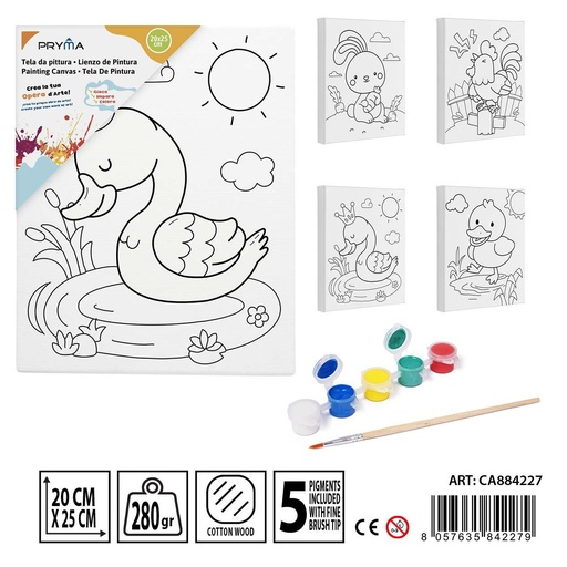 [0235744] Lienzo para pintar con pincel y colores 15x20 cm - Arte y manualidades