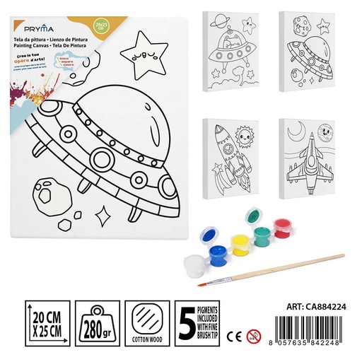 [0235741] Lienzo para pintar con pincel y colores 15x20 cm - Arte y manualidades