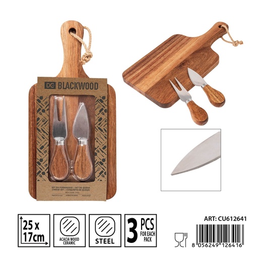 [0235798] Tabla de quesos con cuchillo acacia 25x17x3.1 cm - Accesorios de cocina