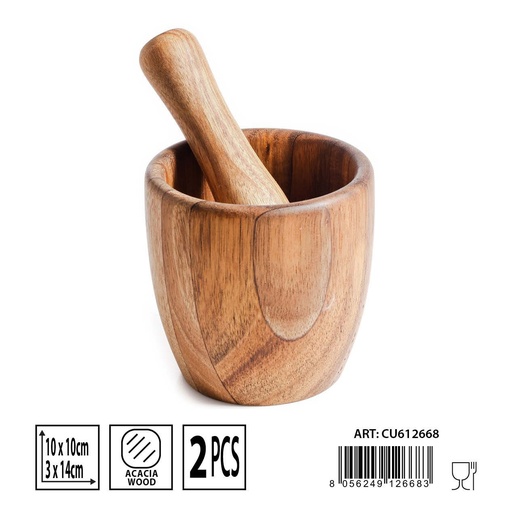 [0235904] Mortero de madera 10x10 cm 3x14 cm - Utensilios de cocina